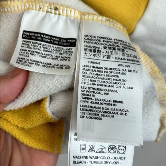 Levi's Sport | Women’s Yellow Cropped Short Crew Sweatshirt Hoodie Stripes - Picture 9 of 9